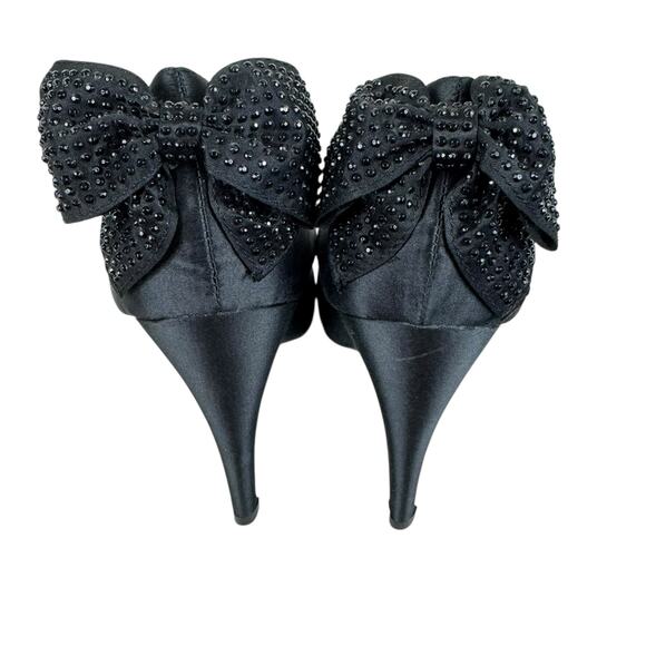 Rampage Normina Black Satin Studded Bow Stilleto Heels Women's Size 10 - Picture 3 of 8